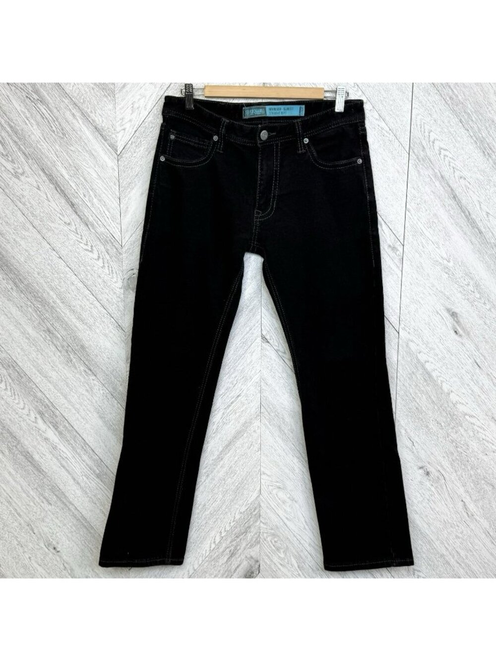 Rock & Roll Denim Jeans Revolver Straight Boot Slim Fit Black Mens Size 32x30